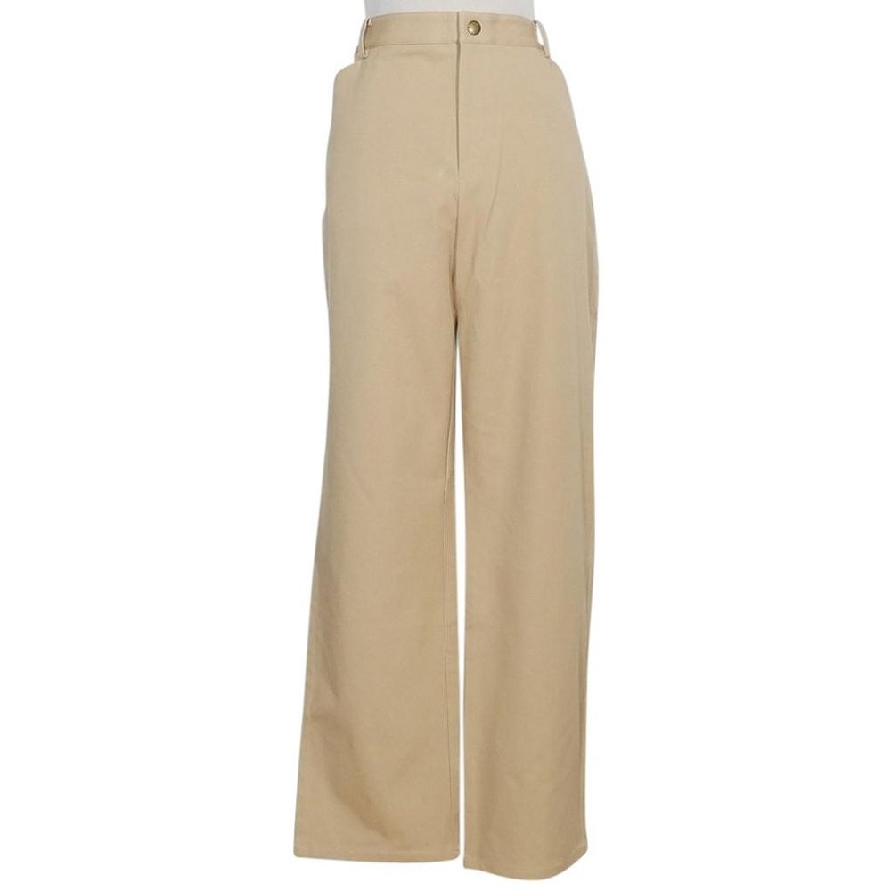 Tan Stretch Cotton Twill Straight Pants 16 - Picture 1 of 3